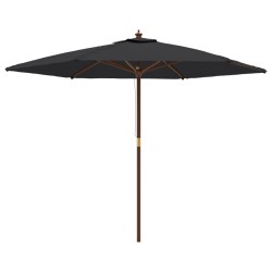 vidaXL Sonnenschirm mit Holzmast Schwarz 299x240 cm