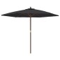 vidaXL Sonnenschirm mit Holzmast Schwarz 299x240 cm vidaXL Sonnenschirm mit Holzmast Schwarz 299x240 cm
