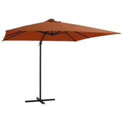 vidaXL Ampelschirm mit LED Terracotta-Rot 250x250 cm