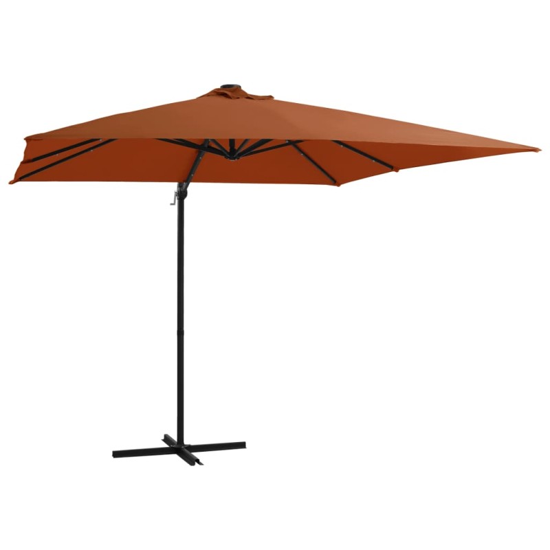 vidaXL Ampelschirm mit LED Terracotta-Rot 250x250 cm vidaXL Ampelschirm mit LED Terracotta-Rot 250x250 cm