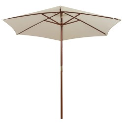 vidaXL Sonnenschirm 270×270 cm Holzstange Cremeweiß
