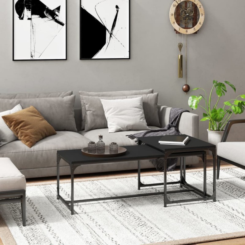 vidaXL Couchtische 2 Stk. Schwarz Holzwerkstoff vidaXL Couchtische 2 Stk. Schwarz Holzwerkstoff
