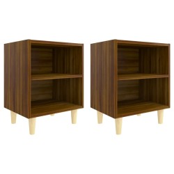 vidaXL Nachttische 2 Stk. Massivholz-Beinen Braun Eiche 40x30x50cm