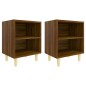 vidaXL Nachttische 2 Stk. Massivholz-Beinen Braun Eiche 40x30x50cm