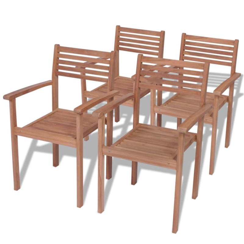 vidaXL Stapelbare Gartenstühle 4 Stk. Massivholz Teak vidaXL Stapelbare Gartenstühle 4 Stk. Massivholz Teak