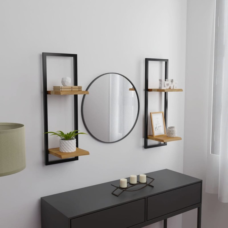 vidaXL Wandregale 2 Stk. 25x25x75 cm Massivholz Akazie und Stahl vidaXL Wandregale 2 Stk. 25x25x75 cm Massivholz Akazie und Stahl