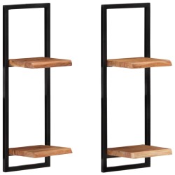 vidaXL Wandregale 2 Stk. 25x25x75 cm Massivholz Akazie und Stahl 