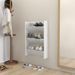 vidaXL Wand-Schuhschrank Hochglanz-Weiß 60x18x90 cm Holzwerkstoff