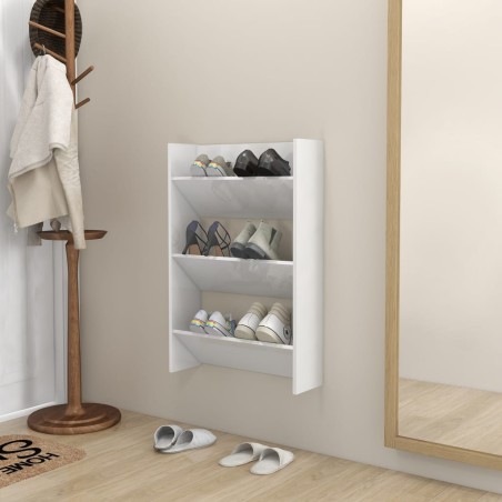 vidaXL Wand-Schuhschrank Hochglanz-Weiß 60x18x90 cm Holzwerkstoff