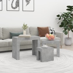 vidaXL Satztische 3-tlg. Betongrau Holzwerkstoff