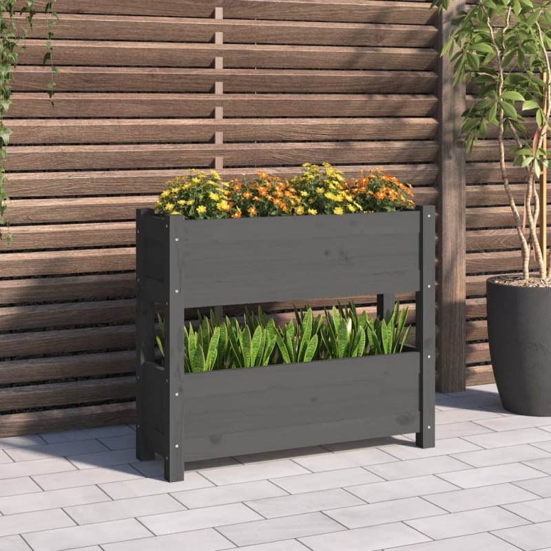 vidaXL Pflanzkübel Grau 77x25x66 cm Massivholz Kiefer vidaXL Pflanzkübel Grau 77x25x66 cm Massivholz Kiefer