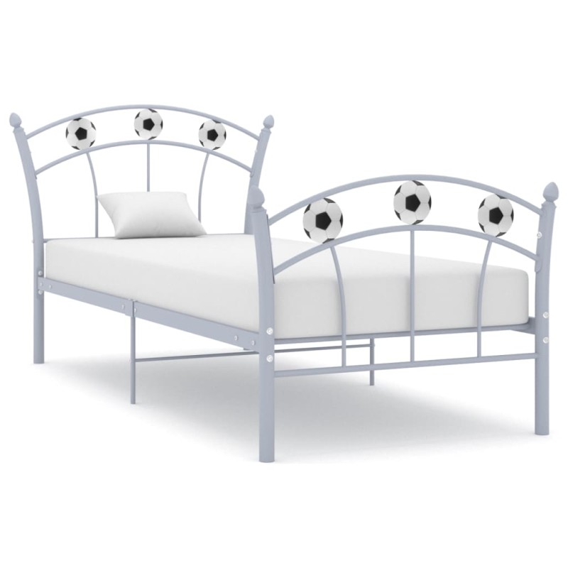 vidaXL Einzelbett mit Fußball-Design Grau Metall 90x200 cm vidaXL Einzelbett mit Fußball-Design Grau Metall 90x200 cm