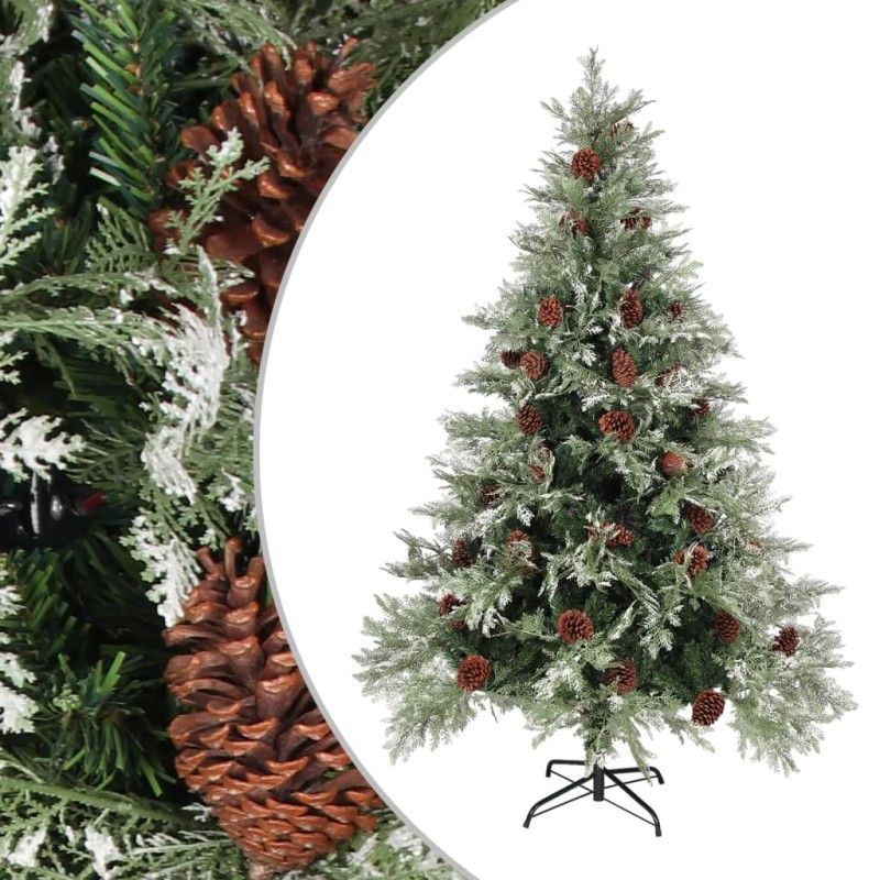 vidaXL Weihnachtsbaum mit Zapfen Grün und Weiß 150 cm PVC & PE vidaXL Weihnachtsbaum mit Zapfen Grün und Weiß 150 cm PVC & PE