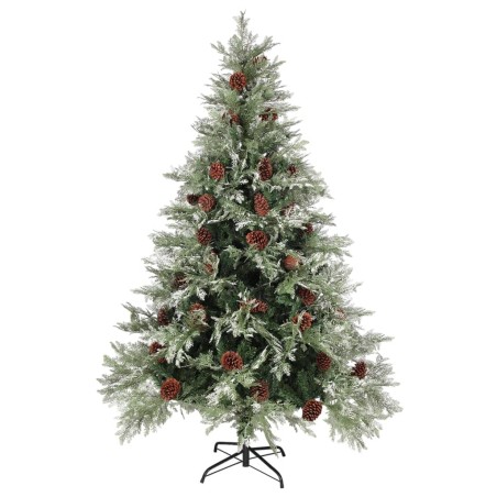 vidaXL Weihnachtsbaum mit Zapfen Grün und Weiß 150 cm PVC & PE 