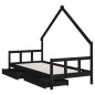 vidaXL Kinderbett mit Schubladen Schwarz 90x190 cm Massivholz Kiefer vidaXL Kinderbett mit Schubladen Schwarz 90x190 cm Massivholz Kiefer