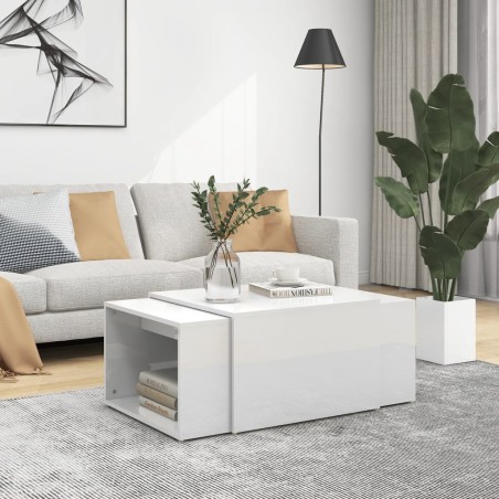 vidaXL 3-tlg. Satztisch-Set Hochglanz-Weiß 60x60x38 cm Spanplatte