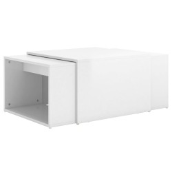 vidaXL 3-tlg. Satztisch-Set Hochglanz-Weiß 60x60x38 cm Spanplatte