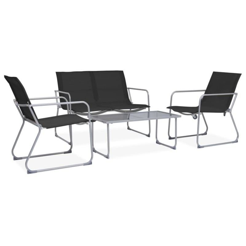 vidaXL 4-tlg. Garten-Lounge-Set Stoff und Stahl Schwarz vidaXL 4-tlg. Garten-Lounge-Set Stoff und Stahl Schwarz