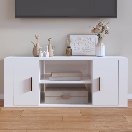 vidaXL TV-Schrank Hochglanz-Weiß 100x35x40 cm Holzwerkstoff