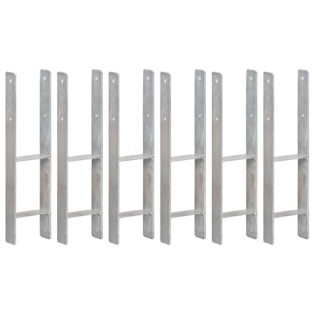 vidaXL Pfostenträger 6 Stk. Silbern 14×6×60 cm Verzinkter Stahl
