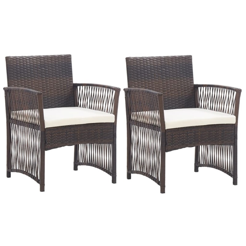 vidaXL Gartensessel mit Sitzkissen 2 Stk. Braun Poly Rattan vidaXL Gartensessel mit Sitzkissen 2 Stk. Braun Poly Rattan