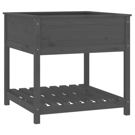 vidaXL Pflanzkübel mit Ablage Grau 82,5x82,5x81 cm Massivholz Kiefer