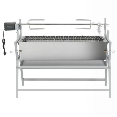 BBQ Grill mit Drehspieß Eisen und Edelstahl