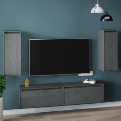 vidaXL Wandschränke 2 Stk. Grau 30x30x80 cm Massivholz Kiefer