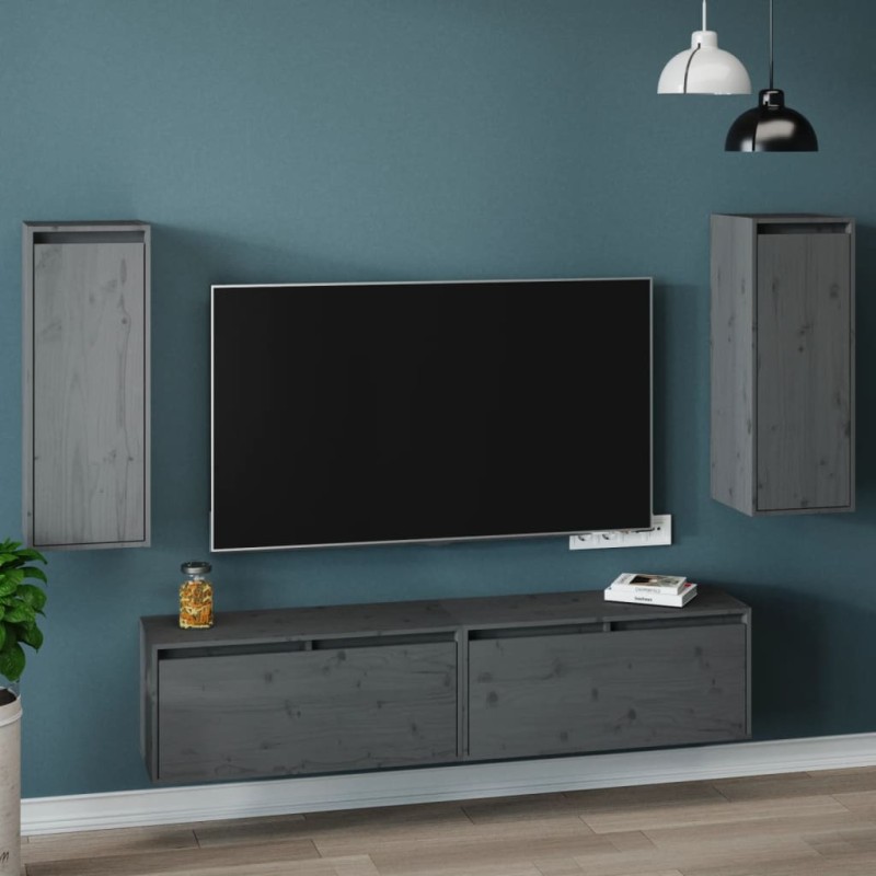 vidaXL Wandschränke 2 Stk. Grau 30x30x80 cm Massivholz Kiefer vidaXL Wandschränke 2 Stk. Grau 30x30x80 cm Massivholz Kiefer
