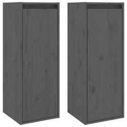 vidaXL Wandschränke 2 Stk. Grau 30x30x80 cm Massivholz Kiefer