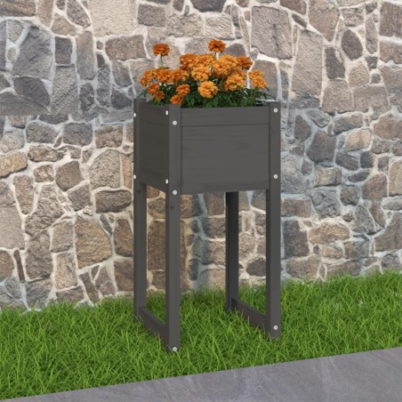vidaXL Pflanzkübel Grau 40x40x81 cm Massivholz Kiefer