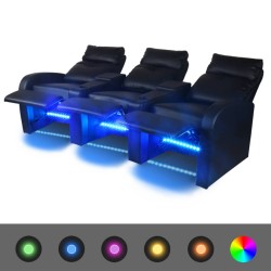 vidaXL Relaxsessel 3-Sitzer mit LED Kunstleder Schwarz