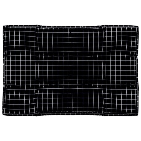 vidaXL Palettenkissen Schwarz Karomuster 120x80x12 cm Stoff