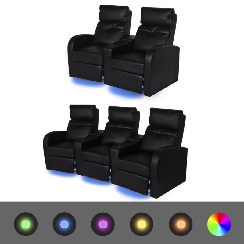 vidaXL 2-tlg. LED Relaxsessel-Set 2+3 Sitzer Kunstleder Schwarz vidaXL 2-tlg. LED Relaxsessel-Set 2+3 Sitzer Kunstleder Schwarz