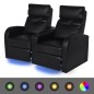 vidaXL 2-tlg. LED Relaxsessel-Set 2+3 Sitzer Kunstleder Schwarz vidaXL 2-tlg. LED Relaxsessel-Set 2+3 Sitzer Kunstleder Schwarz
