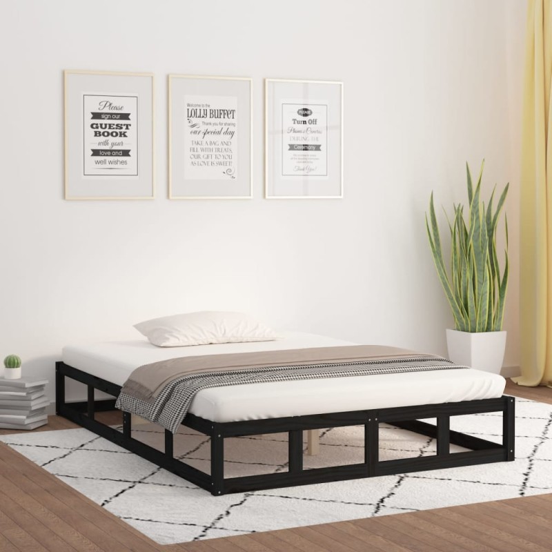 vidaXL Massivholzbett Schwarz 140x200 cm vidaXL Massivholzbett Schwarz 140x200 cm