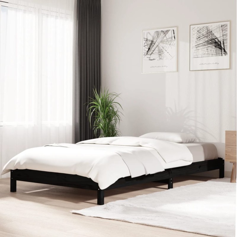 vidaXL Stapelbett Schwarz 90x200 cm Massivholz Kiefer vidaXL Stapelbett Schwarz 90x200 cm Massivholz Kiefer