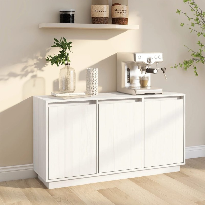 vidaXL Sideboard Weiß 111x34x60 cm Massivholz Kiefer vidaXL Sideboard Weiß 111x34x60 cm Massivholz Kiefer