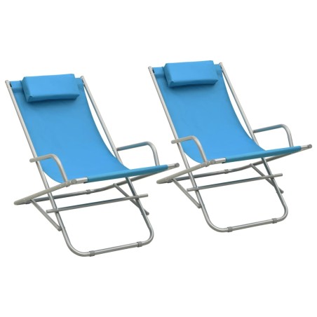 vidaXL Schaukelstühle 2 Stk. Stahl Blau  