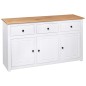 vidaXL Sideboard Weiß 135x40x80 cm Kiefernholz Panama vidaXL Sideboard Weiß 135x40x80 cm Kiefernholz Panama