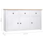 vidaXL Sideboard Weiß 135x40x80 cm Kiefernholz Panama vidaXL Sideboard Weiß 135x40x80 cm Kiefernholz Panama