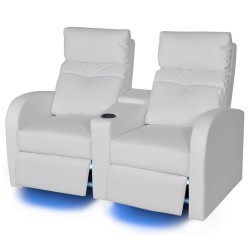 vidaXL Relaxsessel 2-Sitzer mit LED Kunstleder Weiß