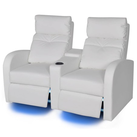 vidaXL Relaxsessel 2-Sitzer mit LED Kunstleder Weiß