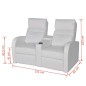 vidaXL Relaxsessel 2-Sitzer mit LED Kunstleder Weiß vidaXL Relaxsessel 2-Sitzer mit LED Kunstleder Weiß