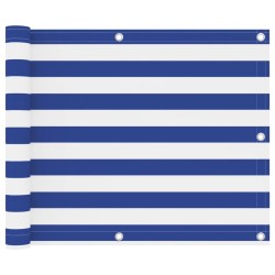 vidaXL Balkon-Sichtschutz Weiß und Blau 75x400 cm Oxford-Gewebe