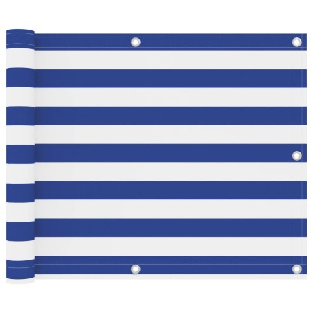 vidaXL Balkon-Sichtschutz Weiß und Blau 75x400 cm Oxford-Gewebe