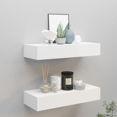 vidaXL Wand-Schubladenregale 2 Stk. Weiß 60x23,5x10 cm MDF