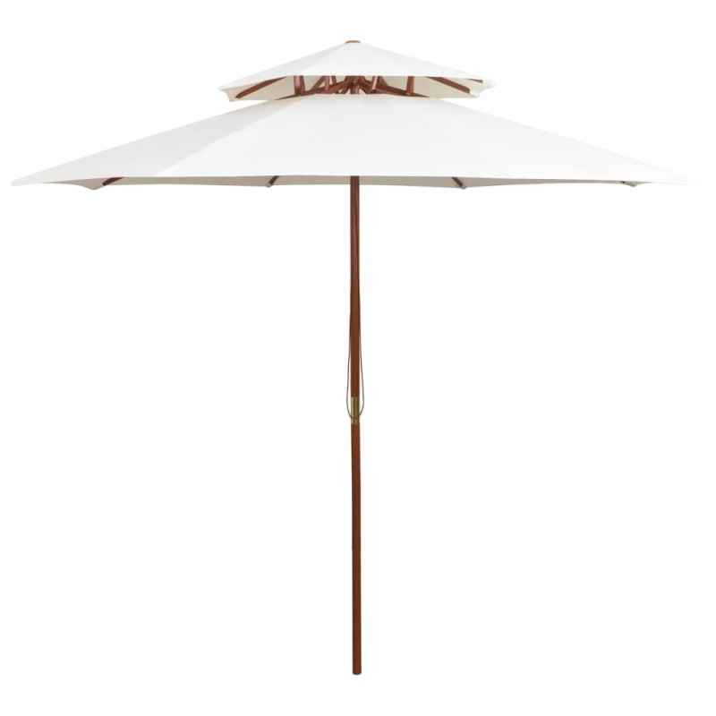 vidaXL Doppeldeck Sonnenschirm 270×270 cm Holzstange Cremeweiß vidaXL Doppeldeck Sonnenschirm 270×270 cm Holzstange Cremeweiß