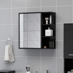 vidaXL Bad-Spiegelschrank Hochglanz-Schwarz 62,5x20,5x64 cm