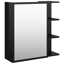 vidaXL Bad-Spiegelschrank Hochglanz-Schwarz 62,5x20,5x64 cm